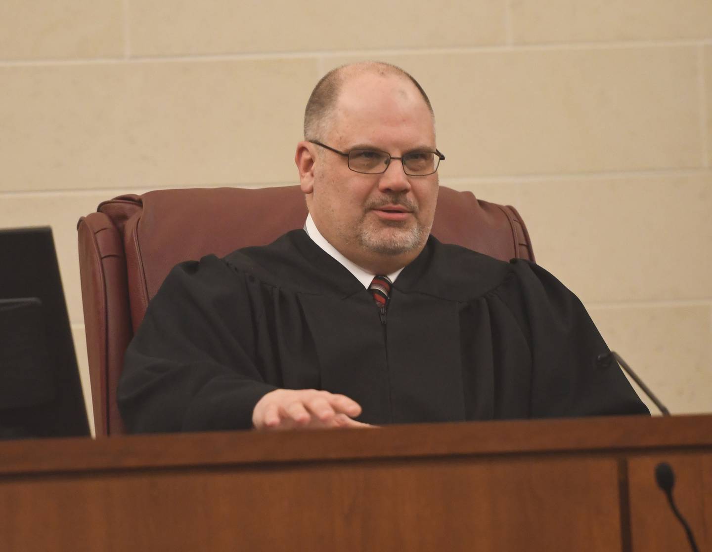 Ogle County Judge John "Ben" Roe addresses attorneys during the Duane "DC" Meyer murder-arson trial on Thursday, Jan. 29, 2026 at the Ogle County Judicial Center in Oregon