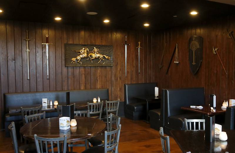 The sword room on Tuesday, Nov. 12, 2024, at Squire on the Square in Woodstock. 

The restaurant, which has similar decor as other Village Squire restaurants, is a joint venture between the Linardos family and Bob Karas of Karas Restaurant Group.
Squire on the Square is located in the basement of the Old Courthouse in Woodstock, and its menu will features items similar to the Linardos family’s restaurants and the Village Squire.  

The eatery replaces the Public House that closed at the end of March.