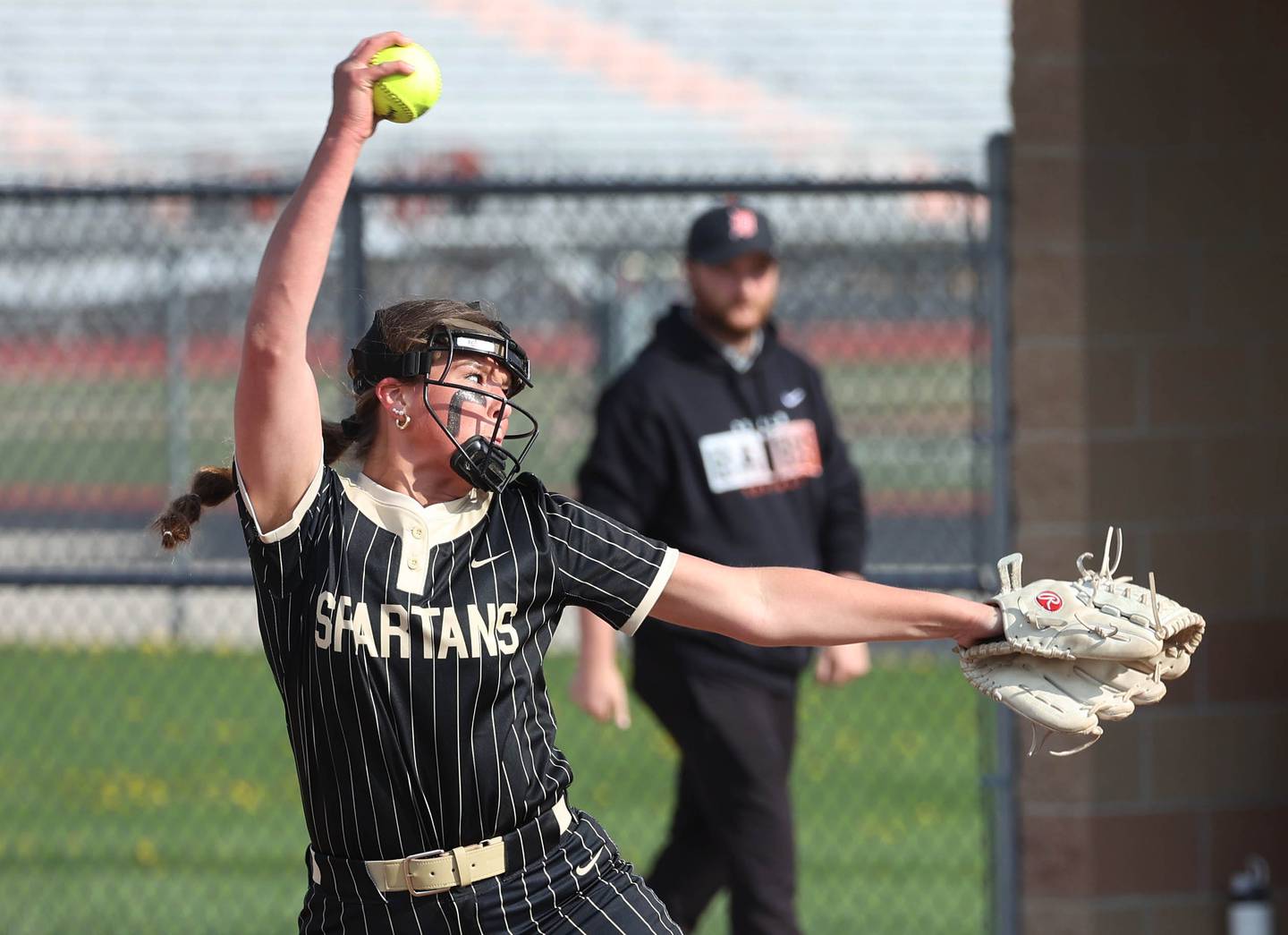 Sycamore's Addison Dierschow delivers a pitch Friday, May 2, 2025, during their game at DeKalb High School.