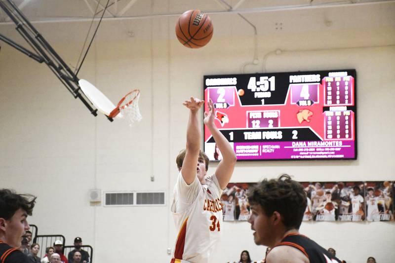 St. Anne's Jason Bleyle shoots a jumpshot during St. Anne's 52-45 victory over Gardner-South Wilmington on Tuesday, January 13, 2026.