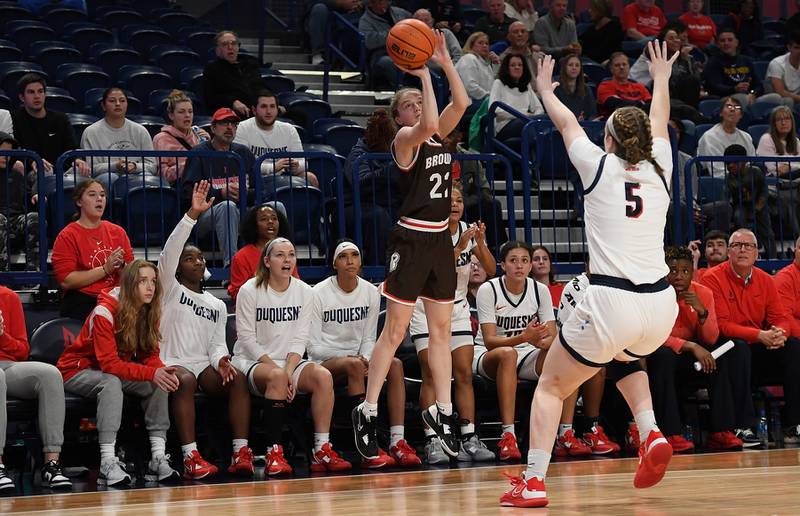 Brown University freshman Mackenzie Leahy, a Jacobs graduate, has quickly adapted to the college game and has helped the Bears to a 3-2 start while averaging 7.6 points per game.