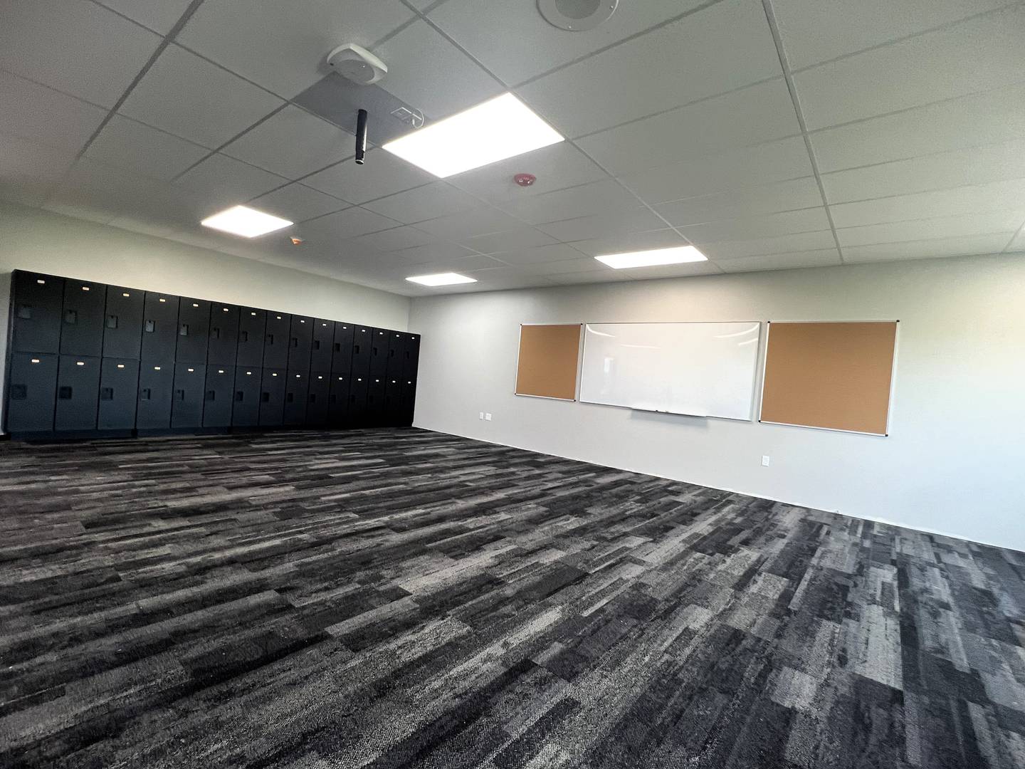 Each of the three temporary classroom structures will house four elementary classrooms. Each classroom will hold between 25 to 30 students. Pictured, a classroom in the temporary structure at Grande Reserve Elementary School.