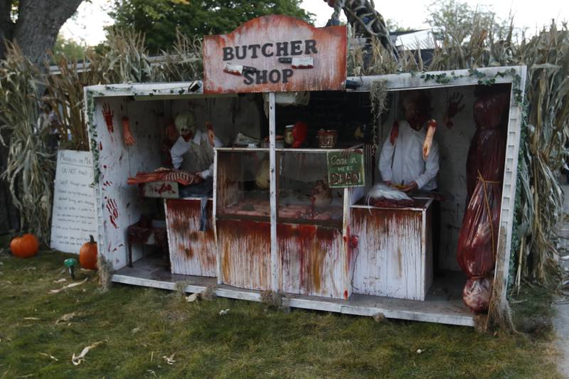 A scene from Chris Skaja's "Massacre on McKinley" Halloween display at his home, 4 McKinley St. in Lake in the Hills, on Wednesday, Oct. 5, 2022.