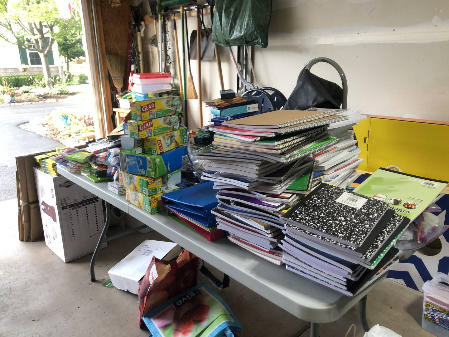 The singles club at Carillon Lakes recently collected 11 boxes of school supplies from Carillon Lakes residents.