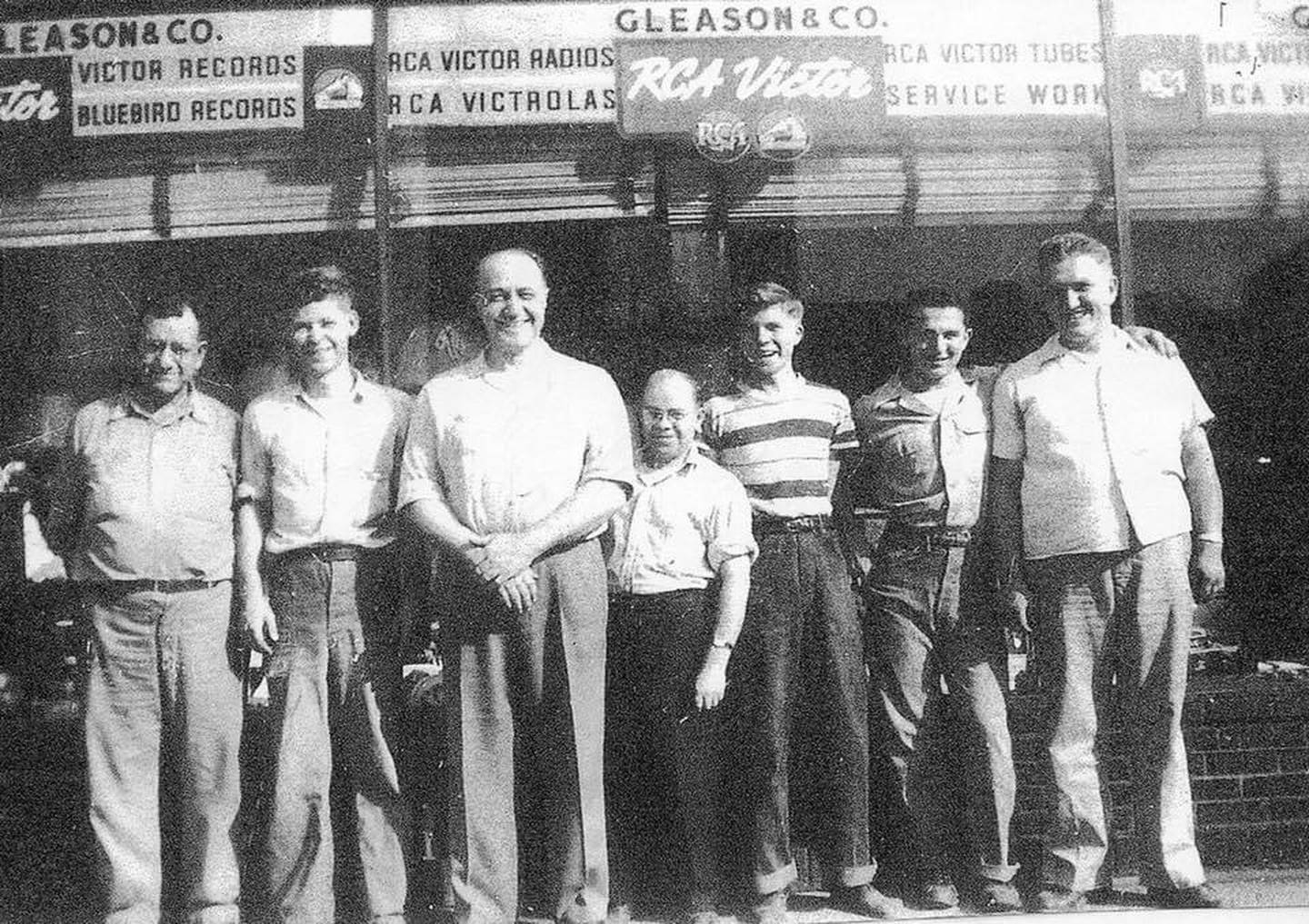 The 1946 staff of Gleason’s Hardware and Company in Marseilles included (from left) Bill Smith, Ronnie Lettsome, Willard Gleason, Carl Wolf, Ed Gaffney, George Mason and Ed Fisher. Mason, who submitted the photo, was a high school senior in 1946 working part time at the store. There’s also a picture of the family I sent to Scott.