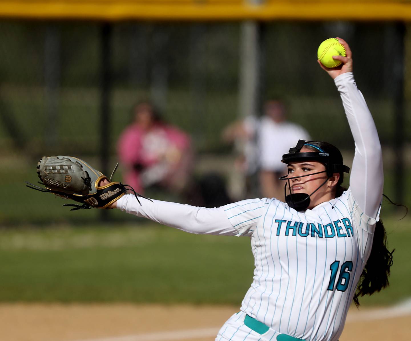 Woodstock North's Kylee Nicholson throws a pitch during a Kishwaukee River Conference softball game against Marengo on Tuesday, April 28 , 2026, at Woodstock North High School.
