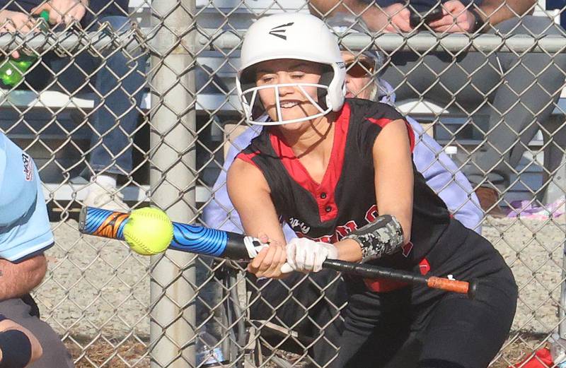 Hall's Haven Rossi lays down a bunt against Bureau Valley on Monday, March 9, 2026 at Bureau Valley High School.