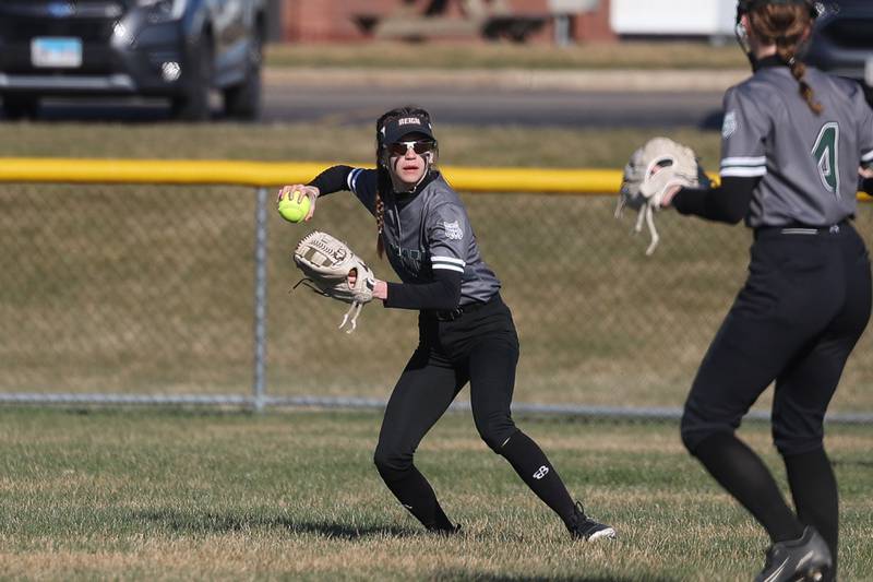 Plainfield Central’s Emma Sommerfeld looks to throw against Bolingbrook on Wednesday, March 20, 2024.