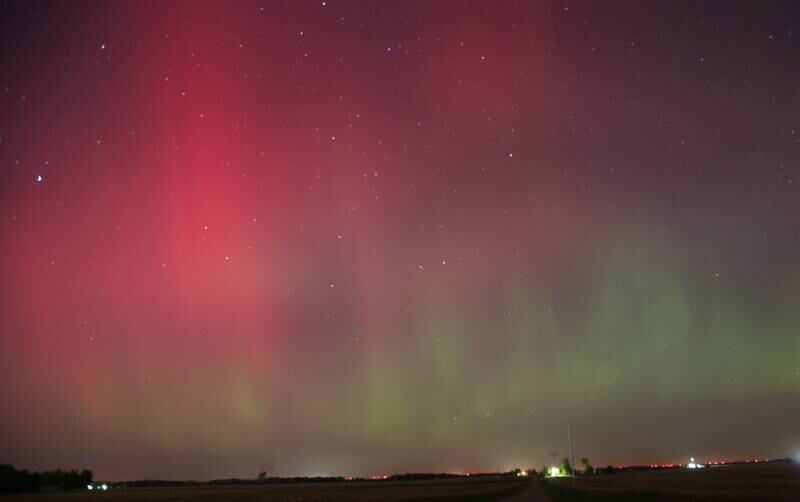 A two-minute exposure view of the aurora borealis on Thursday, Oct. 10 along Backbone Road near Princeton.