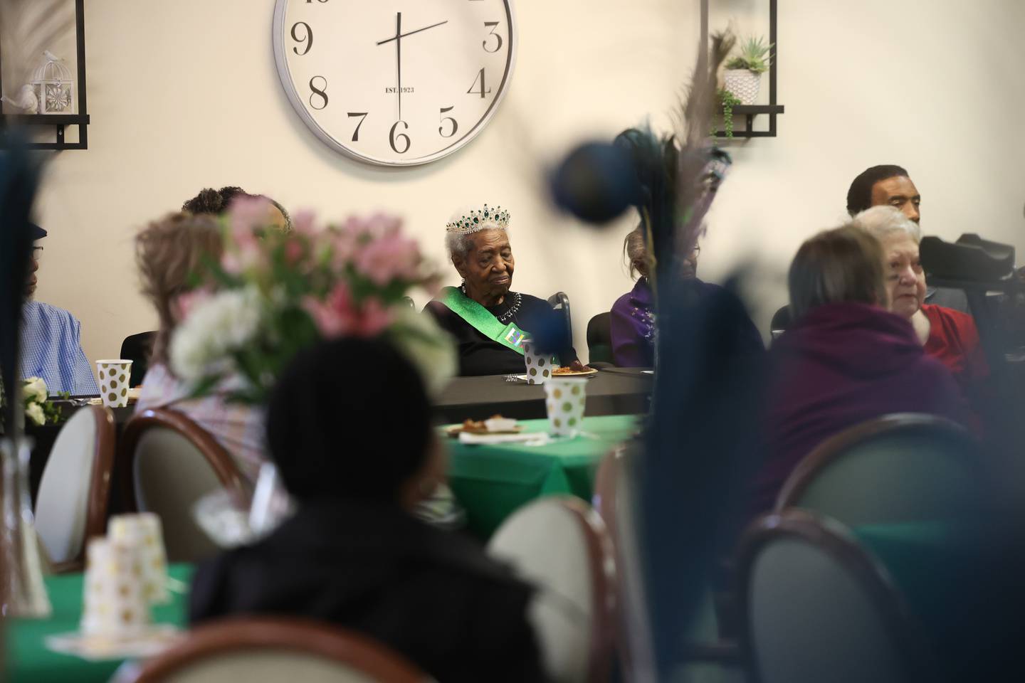 Friends a family packed the dining hall for Mary Martha Thompson 105th birthday party at Joshua Arms Senior Residences on Monday, Oct. 9, 2023 in Joliet.