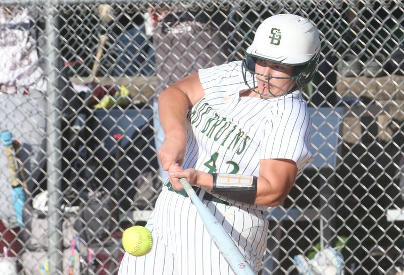 St. Bede's Ava Balestri makes contact with the ball against Illinois Valley Central during the Class 2A Regional final on Friday, May 23, 2025 at St. Bede Academy.