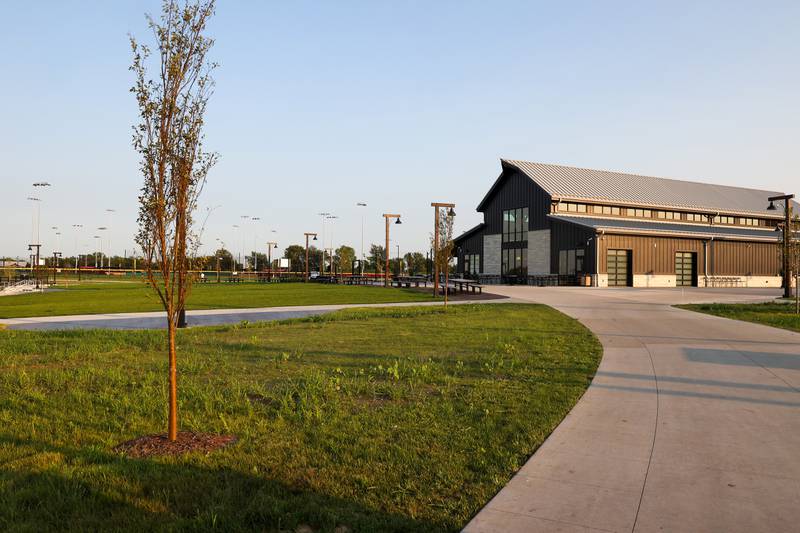 The sun sets at Bradley's 315 Sports Park during a Bradley Business After Hours event on Tuesday, July 29, 2025.