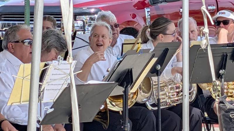 The Frankfort Brass Band played at the city of Crest Hill Veterans/Police Memorial Committee's annual Memorial Day observance on Monday, May 26, 2025, at the Crest Hill Veterans/Police Memorial Garden.