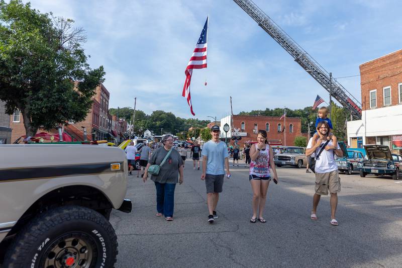 Families attend the 20th annual Cruise Night on Friday, August 8, 2025 on Main Street in Marseilles.