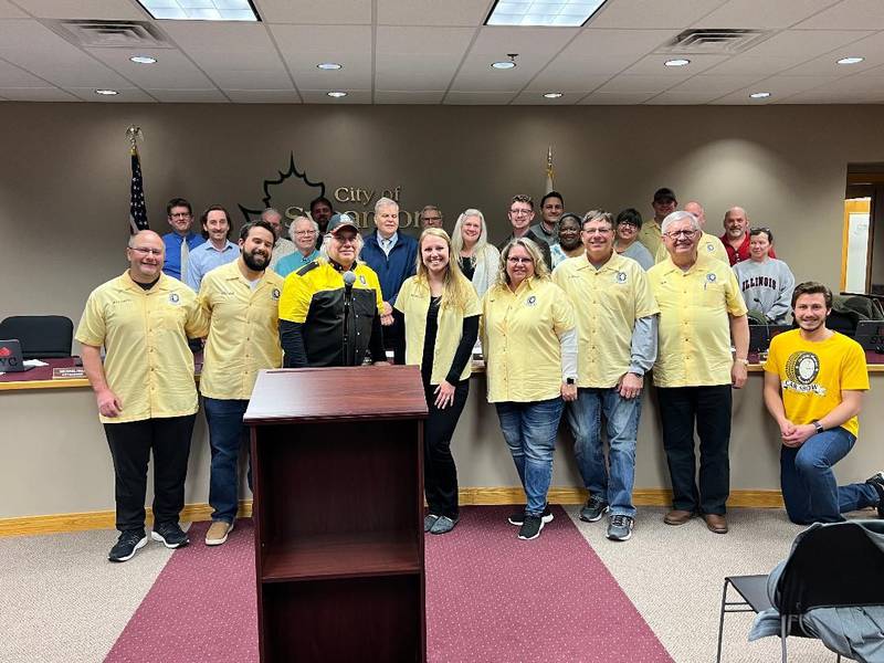 Sycamore Town City Council showing their support of the Fizz Ehrler Memorial Turning Back Time Car Show with Car Club Members.