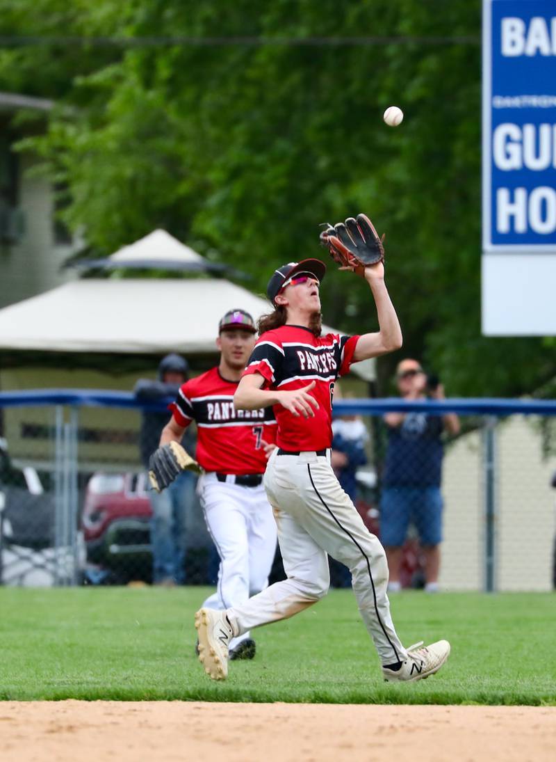 E-P second baseman Reese Duncan snags a pop up in Monday's regional championship at Princeton.