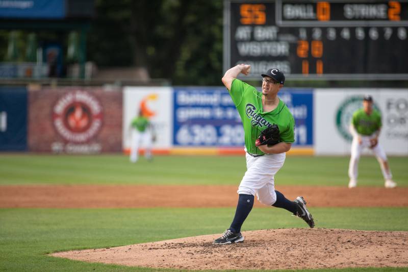 Vance Worley (45) pitches for the Kane County Cougars during a game against the Lake Country DockHounds at Northwestern Medicine Field on Tuesday, July 26, 2022.