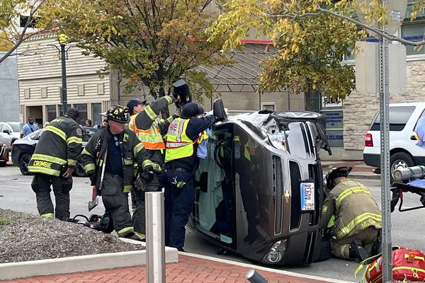 Car crashes outside Will County courthouse