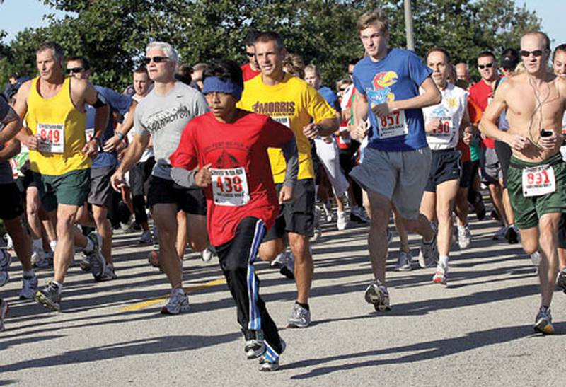 Runners start the Morris Hospital & Healthcare Centers’ Cornfest 5K Fun Run & Wellness Walk on Saturday morning, Sept. 25, during the Grundy County Corn Festival in Morris.