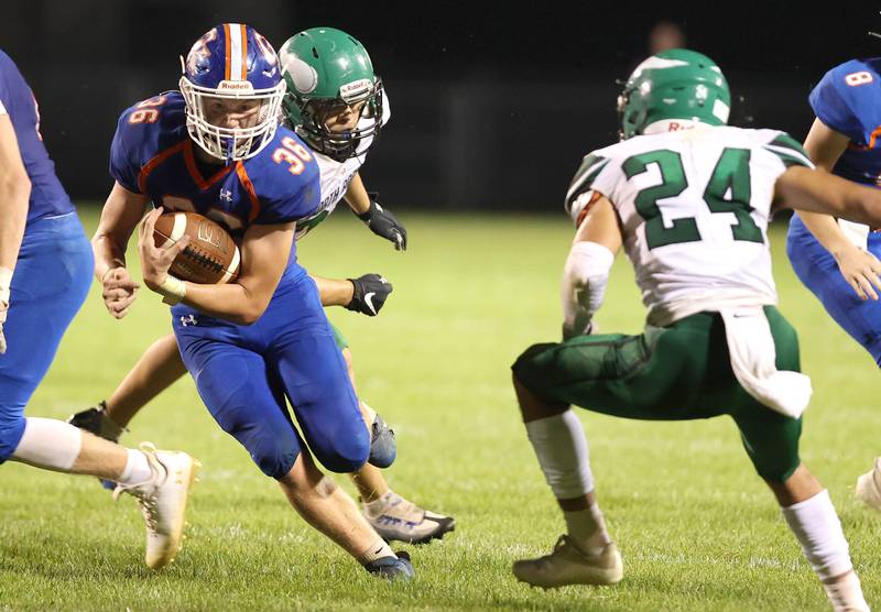 Genoa-Kingston's Brady Brewick carries the ball during their game against North Boone Friday, Sept. 9, 2022, at Genoa-Kingston High School.