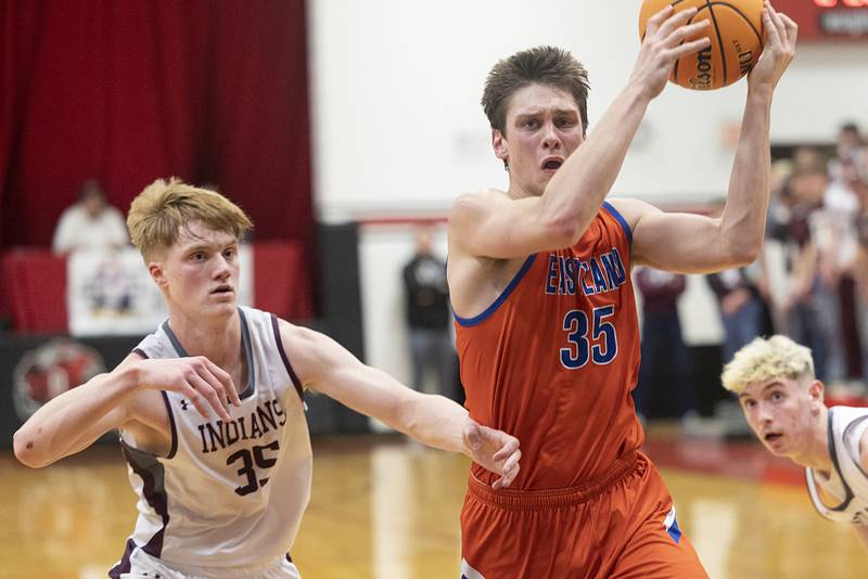 Eastland’s Parker Krogman looks to make a play against Dakota Wednesday, March 4, 2026, in the Orion 1A sectional semifinal.