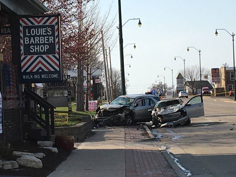 The scene of a two-vehicle crash on Sunday, April 4, 2021, on Plainfield Road in Joliet