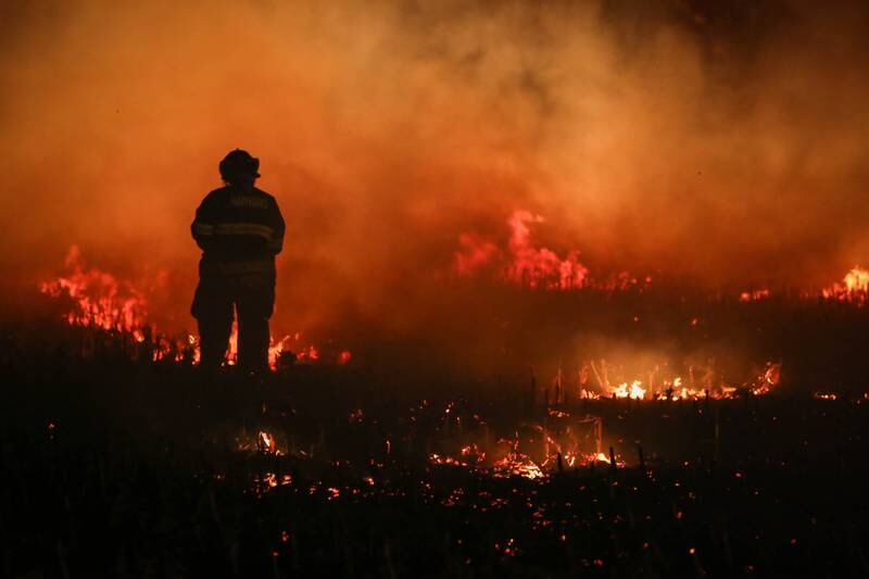 The Harvard Fire Protection District responded to a tractor and brush fire Thursday, Nov. 3,  2022, in the area of Bunker Hill Road and Island Road near Harvard.