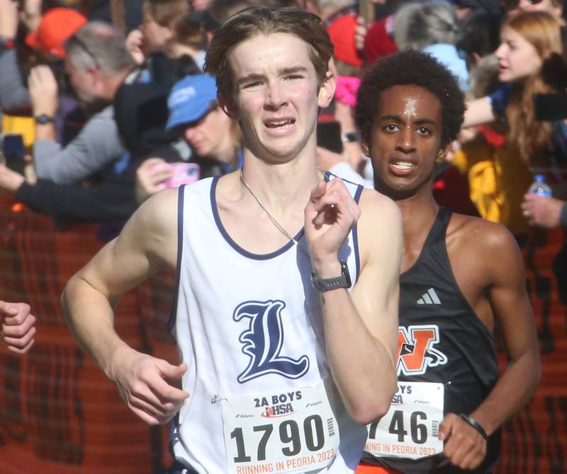 Lemont's Jack Davey competes in the Class 2A State Cross Country race on Saturday, Nov. 4, 2023 at Detweiller Park in Peoria.