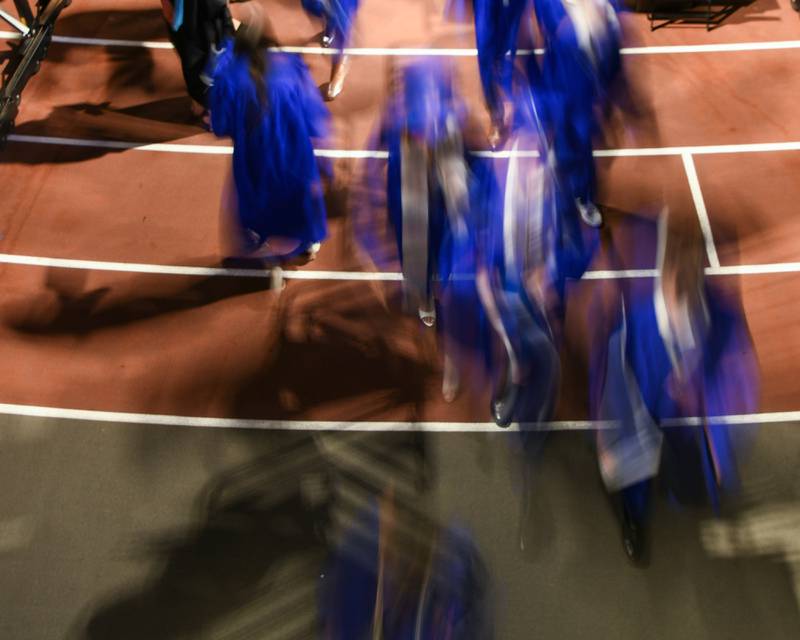 St. Charles North graduates exit the graduation ceremony on Monday, May 18, 2026, held at the Convocation Center in DeKalb.