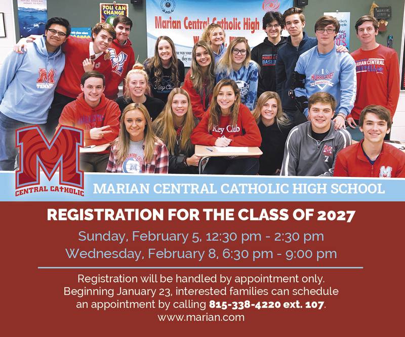 Marian Central Catholic High School will begin scheduling appointments for the Class of 2027 beginning Monday, January 23, 2023