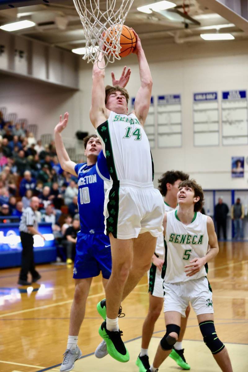 Seneca's Cameron Shirley twists and shoots in Friday's regional championship at Princeton. The Tigers won 59-53 to claim their fourth straight regional title.