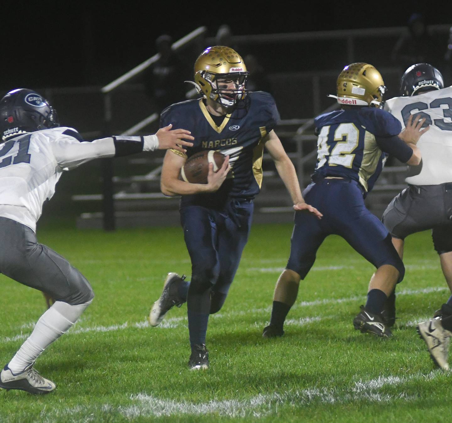 Polo's Brock Soltow runs for yards against River Ridge on Friday, Oct. 7.
