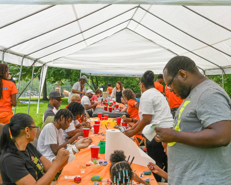 Friends, family and community members painted rocks on Saturday, June 7, 2025, during the Ezra Hill Jr. Memorial Foundation’s 5th annual rock painting event held at Tyler Elementary School in DeKalb. The foundation was created to memorialize the late DeKalb boy, shot and killed in 2019.