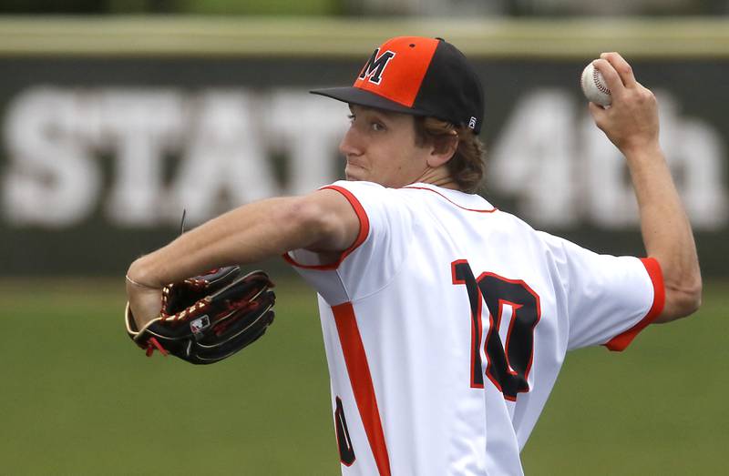 McHenry’s Jeffry Schwab throws a pitch during a Fox Valley Conference baseball game against Crystal Lake Central  on Friday, May 2, 2025, at McHenry High School.