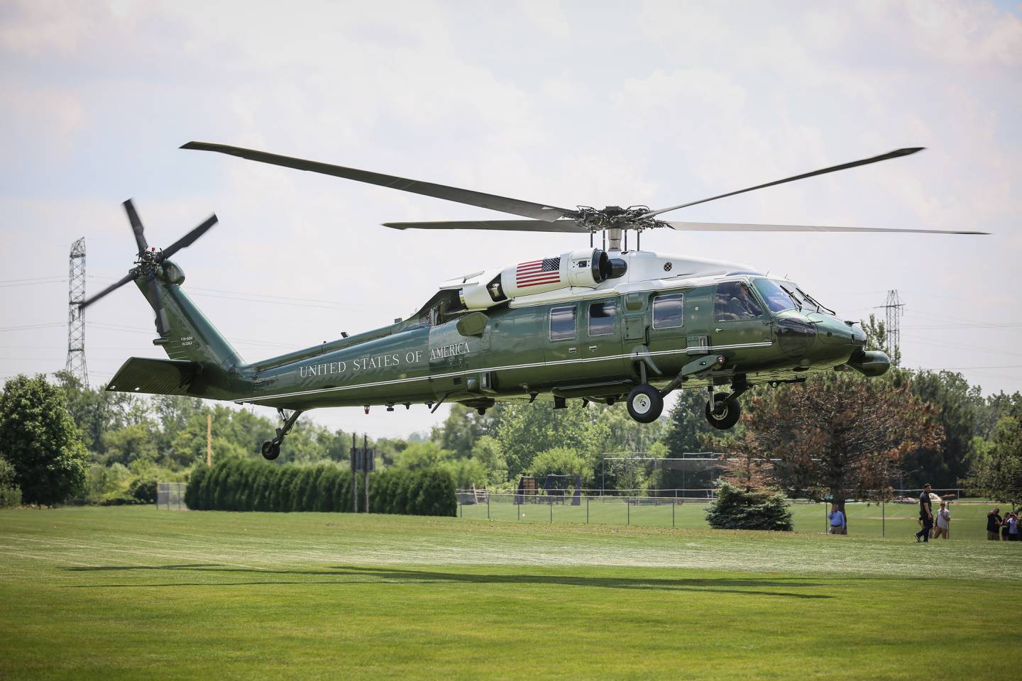 Five aircraft with United States of America markings landed at McHenry County College in Crystal Lake Tuesday, July 6, 2021, the day before President Joe Biden was set to appear at the college.