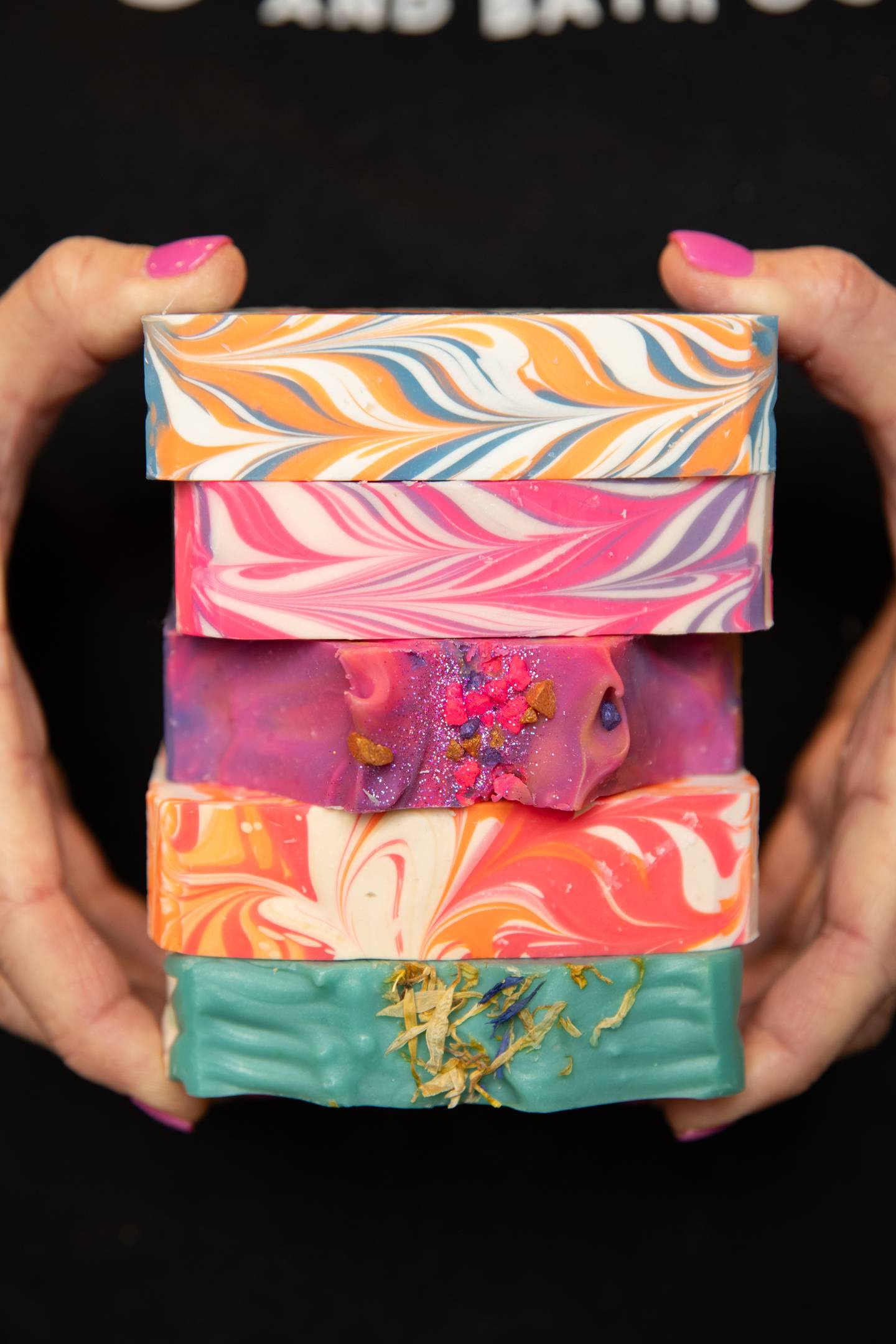 Magnolia Soap and Bath Co. features some of their homemade soap bars.