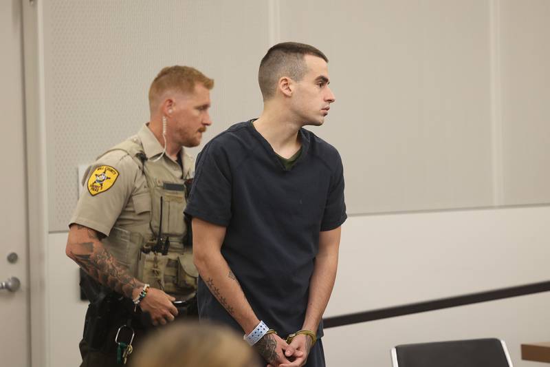 Jon Hansen, 24-year-old Shorewood resident, appears in court at the Will County Courthouse on Thursday June 27, 2024 in Joliet. Hansen was arrested in May in connection with the Joliet murder spree that left 8 people dead in January.