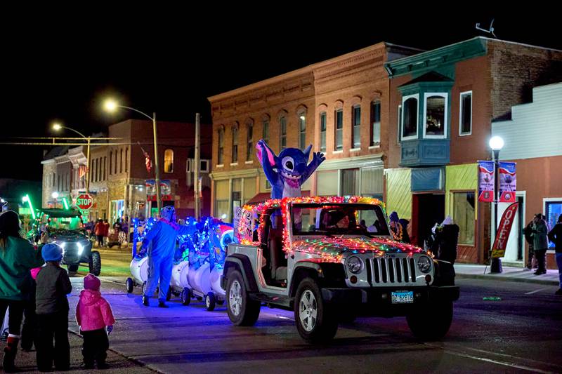 Stitch makes an appearance Saturday, Nov. 30, 2024, in the Spring Valley Lighted Christmas Parade.
