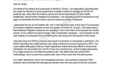 DOCUMENT: Read McHenry County Board Chairman Jack Franks' letter to IDPH's director