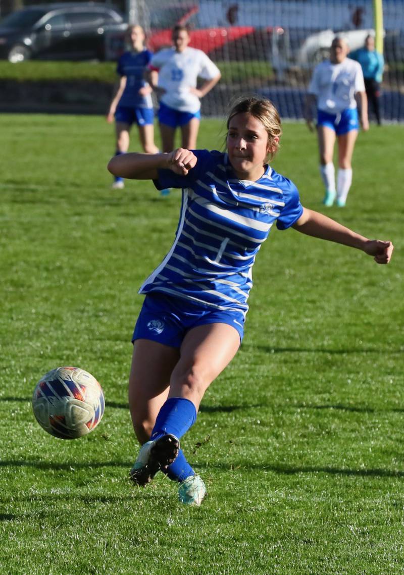 Princeton's Olivia Sandoval takes a shot on goal Monday at Bryant Field.