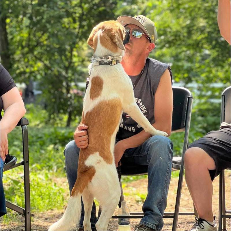 Tim Dippon with his dog, Scotty.