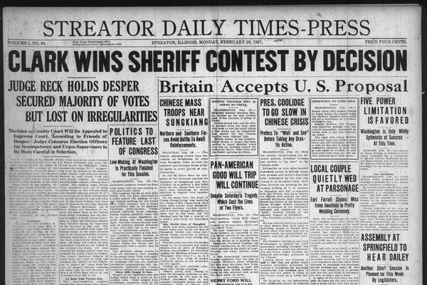 Historical covers for February 28: La Salle County Sheriff election decided by judge