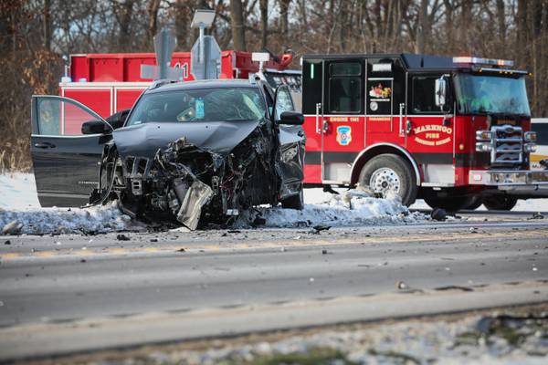 Crash involving semi truck leaves 2 injured near Marengo