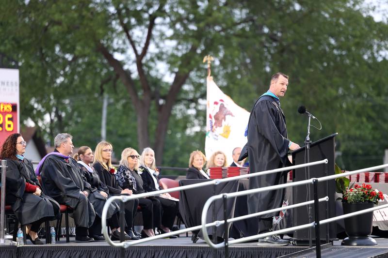 Associate Principal Matt Fox welcomes approximately 488 graduates during the Bradley-Bourbonnais Community High School commencement ceremony on Thursday, May 21, 2026.