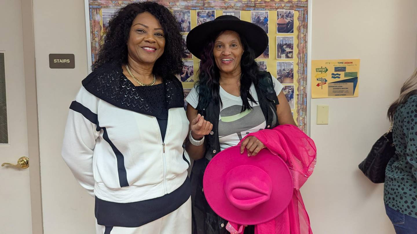 Glenda McCullum, Joshua Arms marketing coordinator (left) said donated the hats to the resident models. McCullum is pictured with Trista Brown of Trista-Raye Ultimate Image Model Workshop Agency on Friday, April 18, 2025, at Joshua Arms Senior Residences in Joliet.