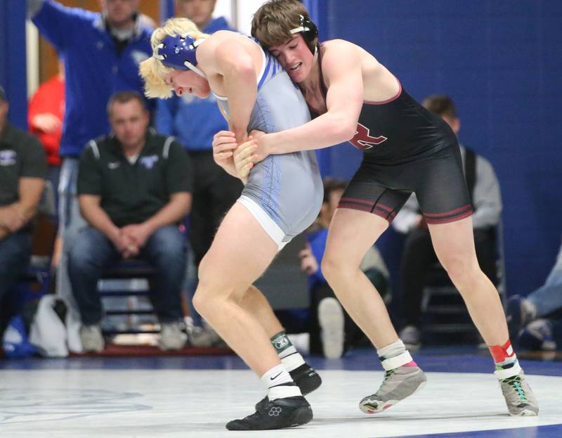 Princeton's Casey Etheridge wrestles Rockridge's Ryan Lower during the 60th annual Lyle King invitational wrestling tournament on Saturday, Jan. 6, 2023 in Princeton.