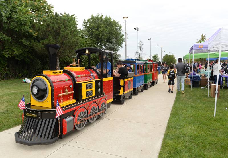 Entertainment including a train ride through Cicero Community Park is provided during the District 99 TBack to School Fair Sunday Aug 13, 2023.