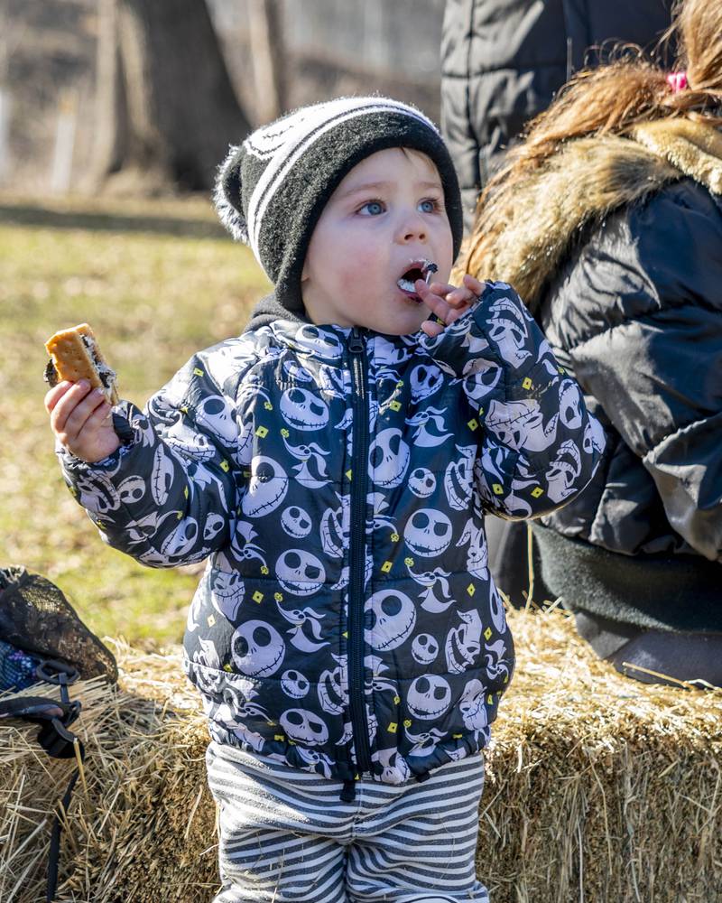 Roasting marshmallows and making s'mores was just one of the activities at Polarpalooza hosted by the DeKalb Park District at Hopkins Park in DeKalb on Saturday, Feb. 3. 2024.