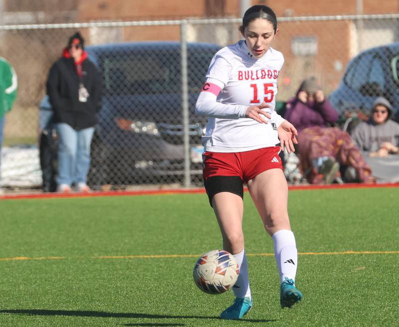 Streator's Audrey Arambula chases after the ball against L-P on Friday, March 27, 2026 at the L-P athletic complex in La Salle.