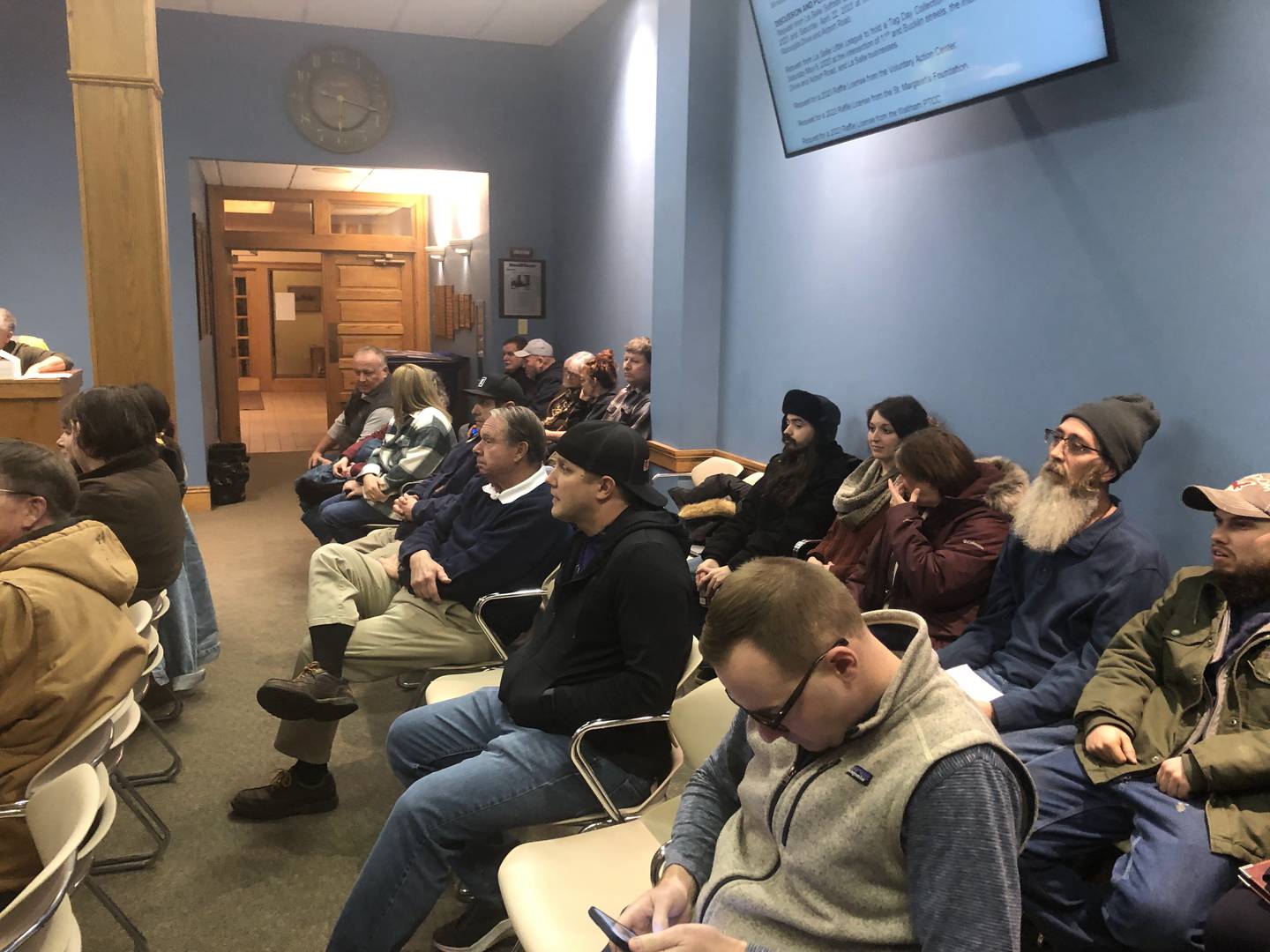 La Salle residents gather in the council chambers at City Hall to speak to the Council about their concerns following the Carus Chemical fire on Monday, Jan 23, 2023.